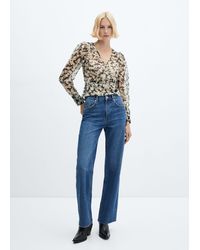 Mango - Floral Print Crossover Blouse - Lyst