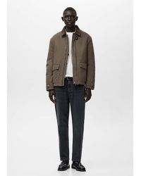 Mango - Quilted Jacket With Corduroy Collar - Lyst