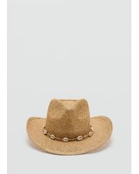 Mango - Natural Fibre Hat With Shells - Lyst