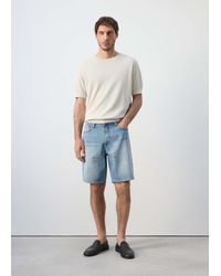 Mango - Straight-Fit Denim Bermuda Shorts - Lyst