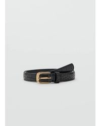 Mango - Thin Faux Crocodile Leather Belt - Lyst