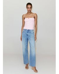 Mango - Ribbed Embroidered Top - Lyst