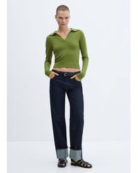 Mango - Knitted Polo Neck Sweater - Lyst