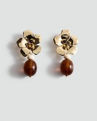 Mango - Ohrhänger Mit Blumenmotiv - Lyst