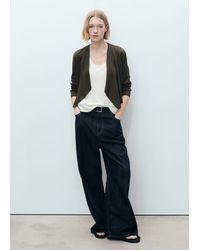 Mango - Knitted Cropped Cardigan - Lyst