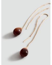 Mango - Boucles D'Oreilles Pendantes Goutte Résine Or - Lyst