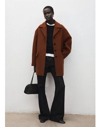 Mango - Wool-Blend Coat With Button Fastening - Lyst
