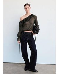 Mango - Plumeti Blouse With An Asymmetric Neckline - Lyst