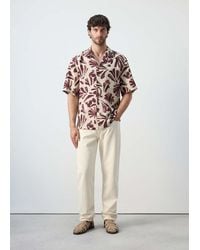 Mango - Printed Flowing Shirt With Bowling Collar - Lyst