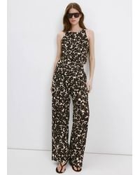 Mango - Floral Print Straight Trousers - Lyst