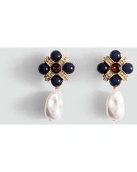 Mango - Pearl Dangle Earrings - Lyst