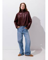 Mango - Faux Leather Funnel Neck Jacket - Lyst