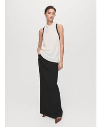 Mango - Blouse With Draped Collar And Contrasting Trim - Lyst