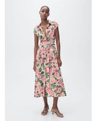 Mango - Printed Shirt Dress With Belt - Lyst