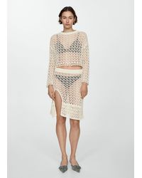 Mango - Cotton Crochet Sweater Off - Lyst