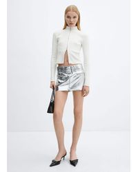 Mango - Metallic Mini-skirt With Belt - Lyst