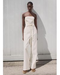 Mango - Abito A Tuta Denim Cintura Bianco - Lyst