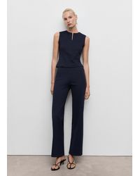 Mango - Straight-Fit Trousers With Elastic Waist - Lyst