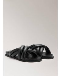 Mango - Padded Cross-Strap Leather Sandal - Lyst