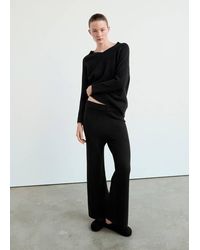 Mango - Wide-Leg Jersey Pyjama Trousers - Lyst