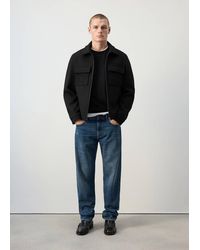 Mango - Wool Blend Bomber Jacket With Pockets - Lyst
