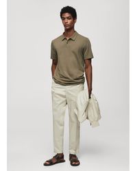 Mango - Slim-fit Textured Cotton Polo Shirt - Lyst