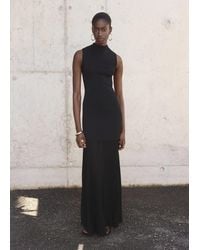 Mango - Vestito Combinato Collo Perkins Nero - Lyst