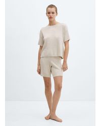 Mango - Cotton-linen Knitted Pyjama Shorts - Lyst