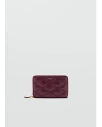 Mango - Faux Leather Wallet With Geometric Topstitching - Lyst