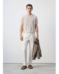 Mango - Cotton Linen-Blend Knit T-Shirt - Lyst