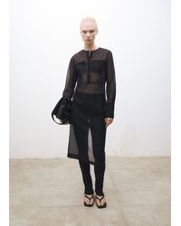 Mango - Semi-Transparent Silk-Blend Midi-Dress - Lyst