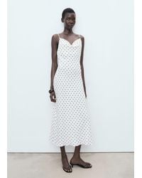 Mango - Long Dress With Draped Neckline - Lyst