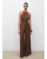 Mango - Pleated Jumpsuit With Belt - Lyst