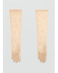 Mango - Long Lace Gloves - Lyst