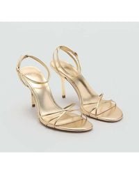 Mango - Heeled Sandal With Crossed Straps - Lyst
