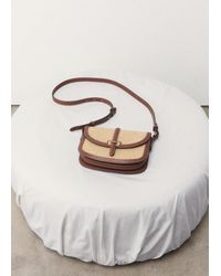Mango - Borsa A Tracolla Effetto Rafia Marrone Medio - Lyst