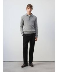 Mango - Knitted Wool Blend Polo Sweater - Lyst