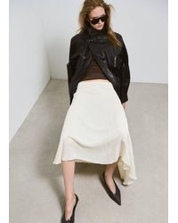 Mango - Oversized Leather Jacket With Pockets - Lyst