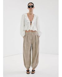 Mango - Ruffled Embroidered Blouse - Lyst