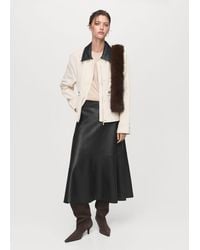 Mango - Jupe Midi Simili-Cuir Noir - Lyst