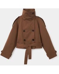 Mango - Double-Breasted Cropped Trench Coat - Lyst
