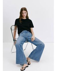 Mango - Rounded Neck Cotton T-Shirt - Lyst