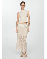Mango - Ribbed Knitted Top With Perkins Collar Light/pastel - Lyst