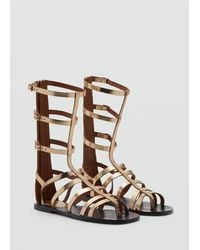 MANGO TEEN - Metallic Leather Roman Sandals - Lyst