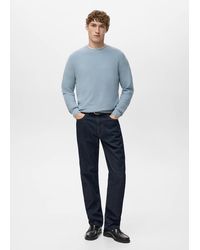 Mango - Pull-Over Maille Coton Microstructure Bleu Ciel - Lyst