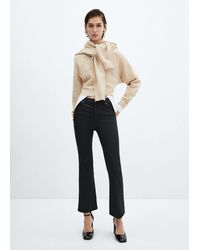 Mango - Waxed Flared Cropped Jeans - Lyst