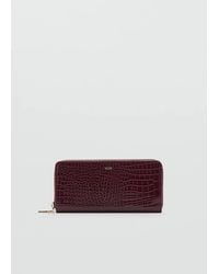 Mango - Large Shiny Croc-Effect Wallet - Lyst