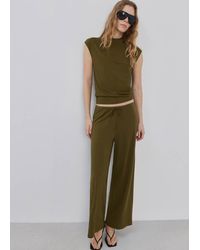 Mango - Straight-Fit Trousers With Elastic Waist - Lyst