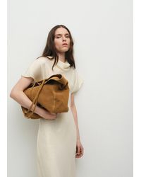 Mango - Suede Shopper Bag With Bow Closure - Lyst
