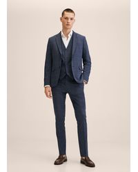 Mango Super Slim Fit Suit Gilet Indigo - Blue